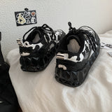 Cow Print Hey Dude Shoes Thick-Soled White Shoes for Female Students Fashion Sports Board Shoes