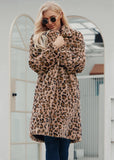 Beth Dutton Outfits Long Leopard Print Suit Collar Faux Fur Coat Women's Coat Autumn and Winter