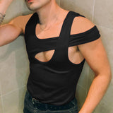 Rave Outfits Mens Vest Hollow Bottoming Shirt
