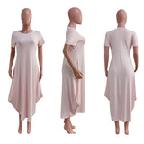 Women's Solid Color round Neck Irregular Hem Dress