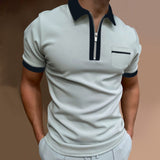 Polo Shirts Men's Zipper Color Matching T-shirt Top