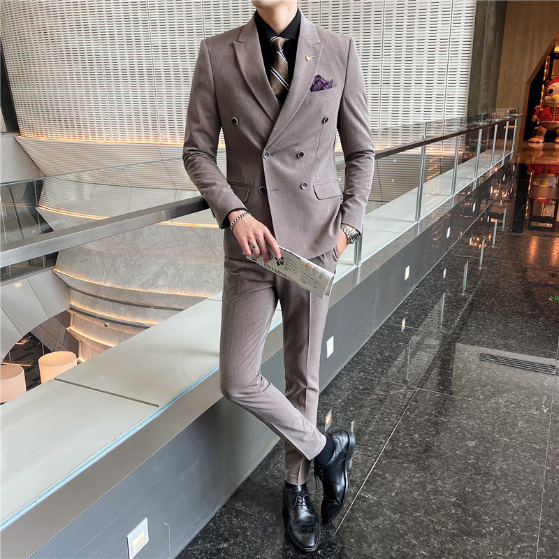 Double Brewed Seersucker Suit Men's Suit Fashion Slim Fit