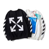 Off White Sweatshirts Long Sleeve Round Neck Sweater Autumn And Winter Mona Lisa Portrait Pattern Terry Sweater