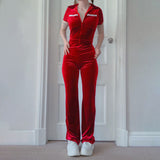 Fall Women's Clothing Fashion Velvet High Waist Hip Lift Tight Straight Casual One-Piece Trousers for Women