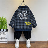Toddler Boys Jackets Children's Clothing Spring and Autumn Lattice Denim Jacket for Boys