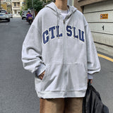 Slogan Graphic Hoodie Zipper Sweater