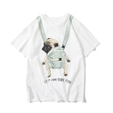 Men's T-shirt Summer Men's Short-Sleeved T-shirt Cotton round Neck Loose Cartoon Backpack Puppy Anime Print Top Tee
