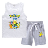 Children Pokemon Pikachu Tshirts & Shorts Vest Middle Pants Sports Casual Thin Two Pieces