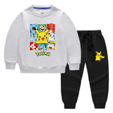Children Pokemon Pikachu Hoodie & Pant Set Sweater Set Two-Piece Cotton