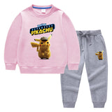 Children Pokemon Pikachu Hoodie & Pant Set Two-Piece Baby Cotton Sweater Set