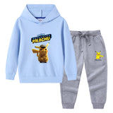 Children Pokemon Pikachu Hoodie & Pant Set Hooded Sweater Trousers Two-Piece Baby Cotton Sweater Set