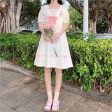 Gothic Lolita Harajuku Style Clothing Personality Stitching Sailor Collar Rabbit Ears Contrast Color Short Sleeve Dress