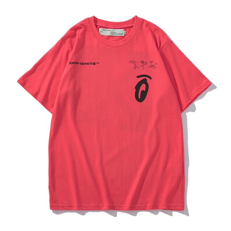 Off White T Shirt Short Sleeve Casual Fashionable  Tshirt Stitching Half Arrow Print Owt