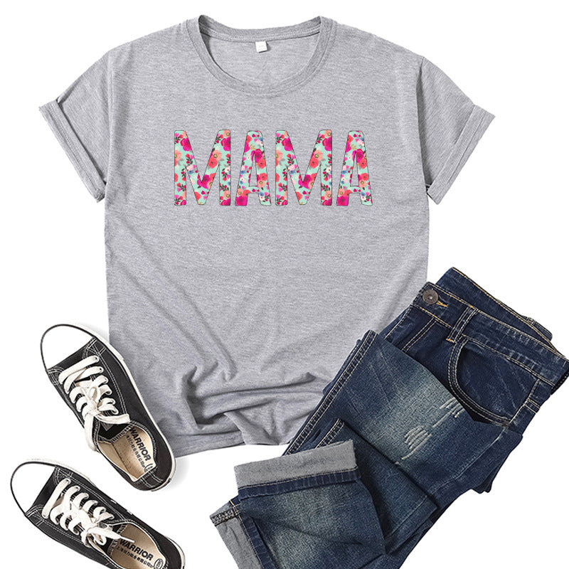Boy Mama T Shirt Pattern Mama Printed Short Sleeve T-shirt
