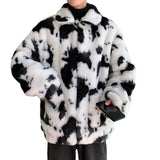 Men Dalmatian Coat Zebra Pattern Cows Pattern Fur Cotton-Padded Warm-Keeping plus Size Men