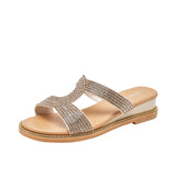 Nude Wide Fit Block Heels Rhinestone Sandals