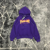 Thrasher T Shirt Loose Printed Elegant Flame Burning Sweater Fleece-Lined Couple Style