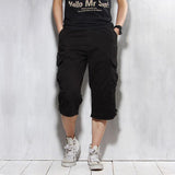Men's Capris Pants below the Knee Shorts Summer Men's Oversized Cargo Pants Cotton Shorts