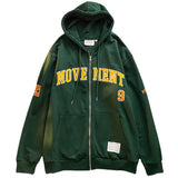 Slogan Graphic Hoodie Loose Top Hooded Zip Cardigan Coat