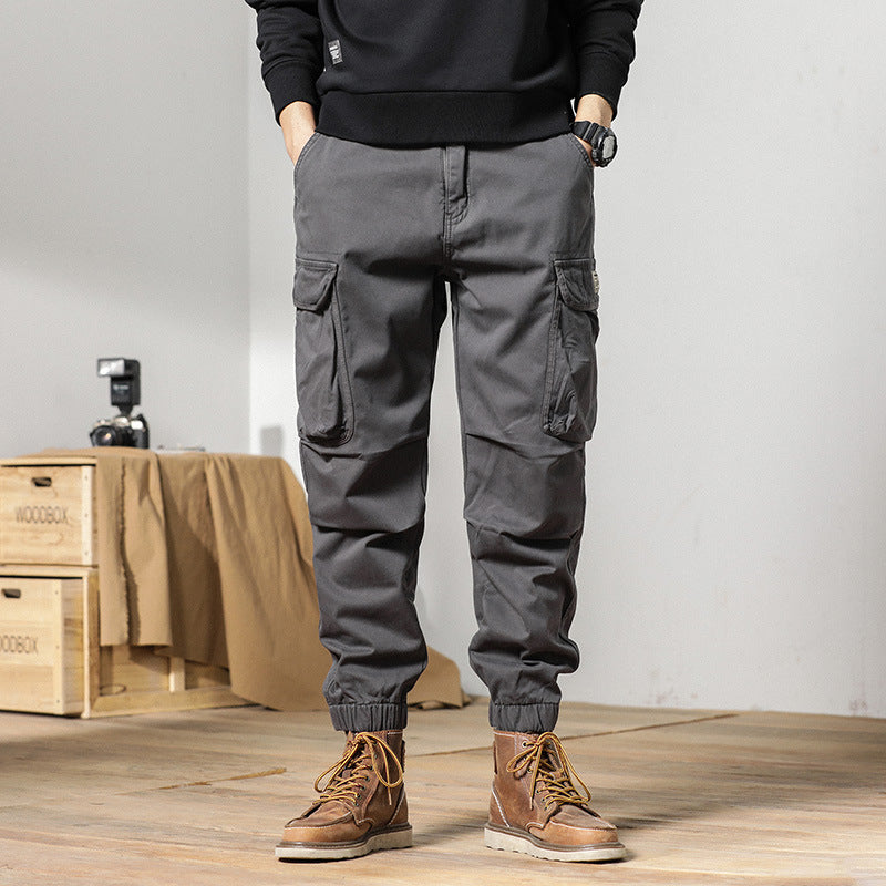 Men Cargo Pants Loose Sports Feet Men's Pants Autumn and Winter Pure Cotton