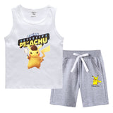 Children Pokemon Pikachu Tshirts & Shorts Vest Middle Pants Sports Casual Thin Two Pieces