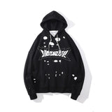 Slogan Graphic Hoodie Autumn and Winter Loose Hole Hooded Sweater