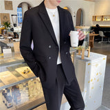 Double Brewed Seersucker Suit Leisure Suits for Men Loose Fashion