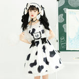 Gothic Lolita Harajuku Style Clothing Cow Handle Lolita Dress Cow Puff JSK Summer Light Lo Dress