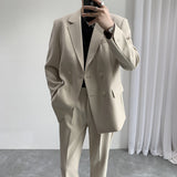 Seersucker Suit Double Breasted Men's Suit Two-Piece Set Coat Men's Clothing