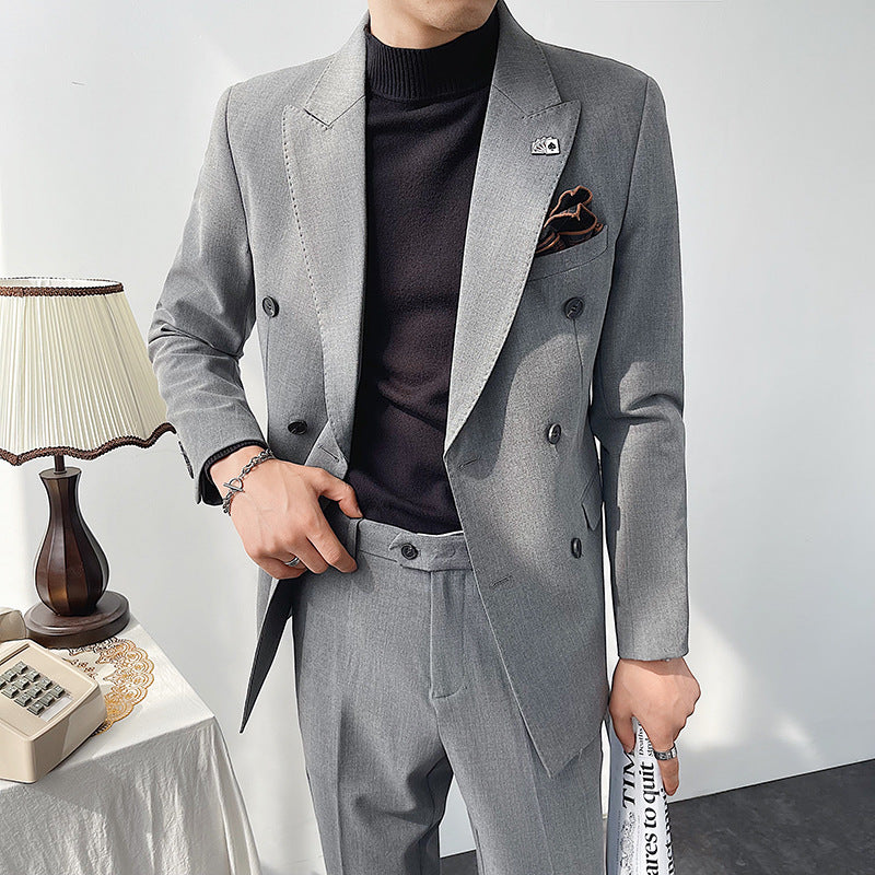 Double Brewed Seersucker Suit Men's Casual Solid Color Suit Men's Suit