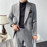 Double Brewed Seersucker Suit Men's Casual Solid Color Suit Men's Suit