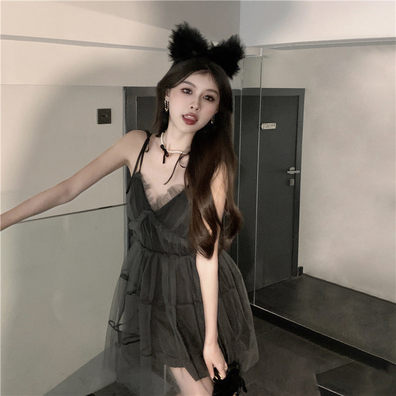 Fairy Dress Fairy Mesh Elegant Hepburn Splicing Sling Holiday Dress