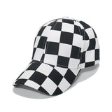 Vintage Check Baseball Cap Black and White Checkerboard