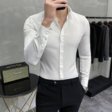 Men Shirts Business Slim-Fit Long-Sleeved Shirt