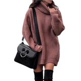 Sweater Dress Outfit With Tights 2 Pieces Set Autumn and Winter Mid-Length Knitted Pullover Long Sleeve Dress