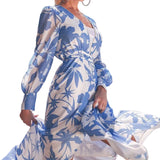 Women Bohemian Dress Women's Clothing Summer Long-Sleeve Printed Skirt