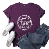 Beth Dutton Outfits Sorta Sweet Sorta Beth Dutton round Neck Casual Short Sleeve Loose plus Size Fashion T-shirt