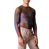 Transparent Shirt for Men Top Men See-through Bottoming Shirt Stretch-Tight T-shirt
