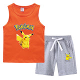 Children Pokemon Pikachu Tshirts & Shorts Vest Middle Pants Sports Casual Thin Two Pieces