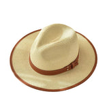 Straw Hat Belt Buckle Jazz Top Hat Summer Seaside Vacation Beach Sun Protection Hat