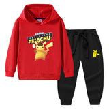 Children Pokemon Pikachu Hoodie & Pant Set Hooded Sweater Trousers Two-Piece Baby Cotton Sweater Suit