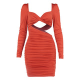 Bella Hadid Dress Sexy Pleated Hollow Backless Sheath Skirt Dress