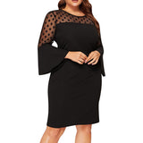 Nina Parker Dresses Sexy Mesh Flared Sleeves Fashion Slim-Fit Sheath Dress