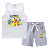 Children Pokemon Pikachu Tshirts & Shorts Vest Middle Pants Sports Casual Bottoming Shirt Two Pieces