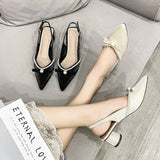 Nude Block Heel Sandals Bow Sandals