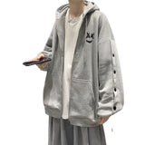 Smiley Face Hoodie Hooded Sweatshirt Loose Cardigan Coat Loose Sportswear