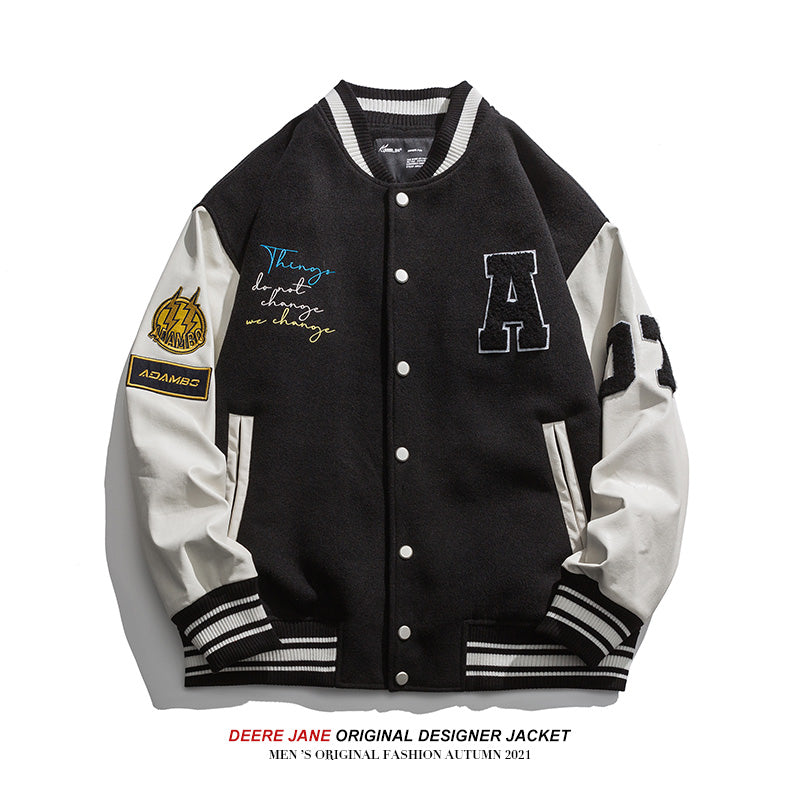 Men's Baseball Jacket Spring Stitching Baseball Jacket Men's Loose Casual