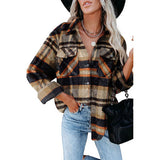 Beth Dutton Outfits Autumn and Winter Loose Woolen Plaid Long Sleeve Shirt Breasted Coat
