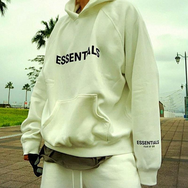 Fog Essentials Hoodie Fear of Fog Double Line Essentials Adhesive Three-Dimensional Letter Sweater Hoodie Couples Coat