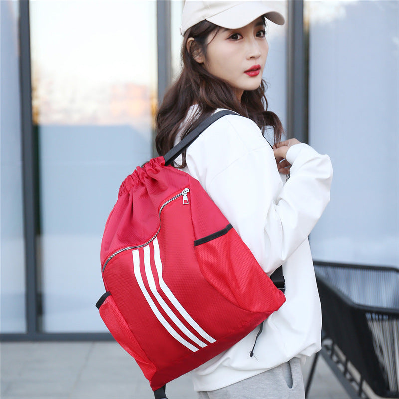 Drawstring Bag Waterproof Drawstring Pocket Grid Shoulder Drawstring Bag